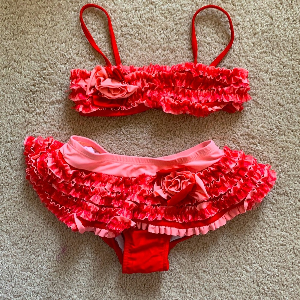 Isobella & Chloe red/coral/peach bikini (size 6x)